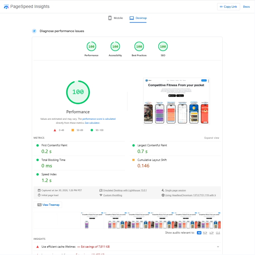 PageSpeed Insights score